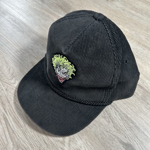 Vintage The Joker‎ Batman Corduroy Hat Strapback Cartoon DC Black Rope Cap - Picture 7 of 8
